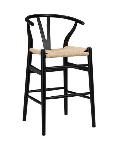 Natural And Black Solid Wood Counter Height Bar Chair