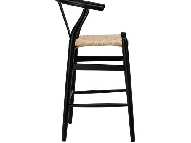 Natural And Black Solid Wood Counter Height Bar Chair
