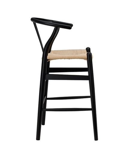 Natural And Black Solid Wood Counter Height Bar Chair