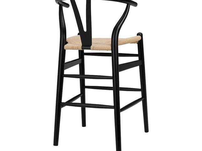 Natural And Black Solid Wood Counter Height Bar Chair