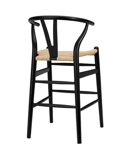 Natural And Black Solid Wood Counter Height Bar Chair