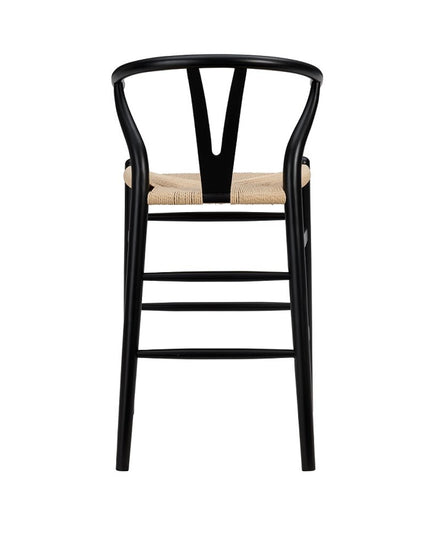 Natural And Black Solid Wood Counter Height Bar Chair