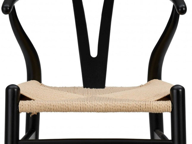 Natural And Black Solid Wood Counter Height Bar Chair