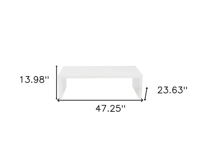 47" White Wood Sled Coffee Table