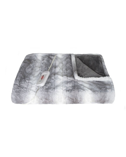 50" X 60" Gray And White Heated Electric Striped Throw Blanket