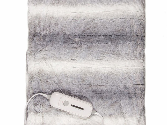 50" X 60" Gray And White Heated Electric Striped Throw Blanket