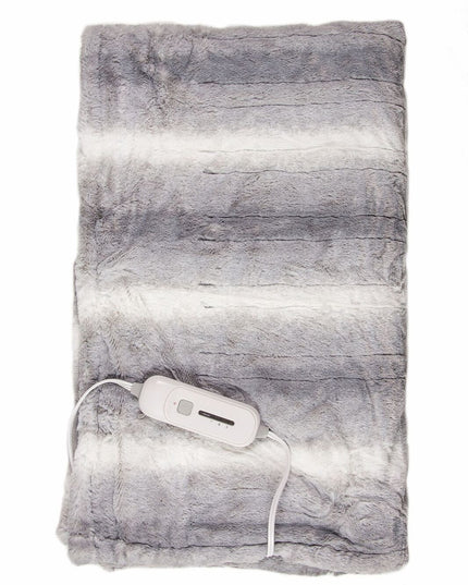 50" X 60" Gray And White Heated Electric Striped Throw Blanket