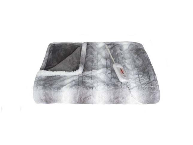 50" X 60" Gray And White Heated Electric Striped Throw Blanket