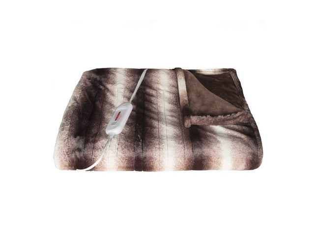 50" X 60" Brown And White Modern Contemporary Heated  Throw Blankets