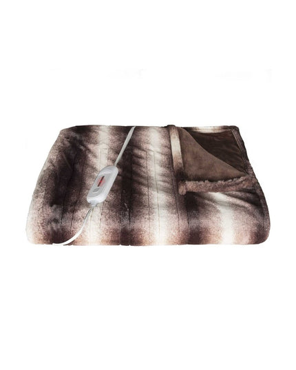 50" X 60" Brown And White Modern Contemporary Heated  Throw Blankets
