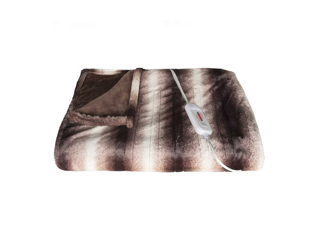 50" X 60" Brown And White Modern Contemporary Heated  Throw Blankets