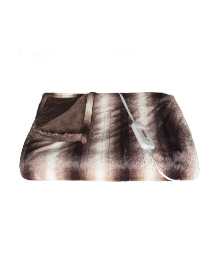 50" X 60" Brown And White Modern Contemporary Heated  Throw Blankets