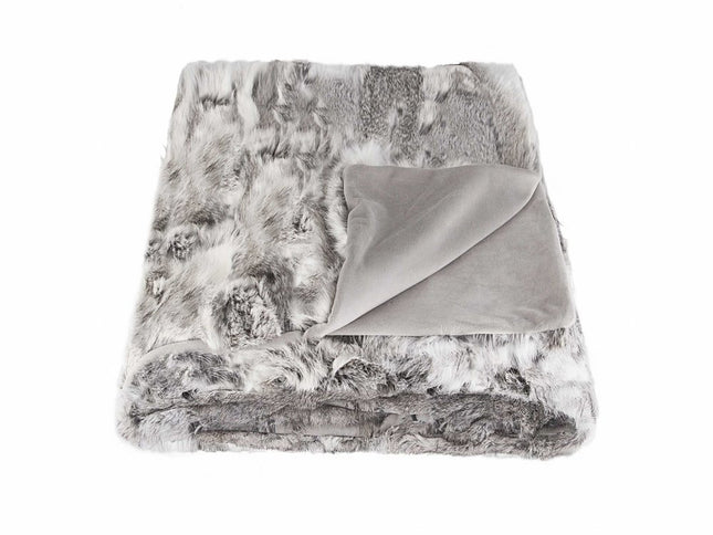 50" X 60" Gray Rabbit Fur Throw Blanket