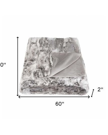 50" X 60" Gray Rabbit Fur Throw Blanket