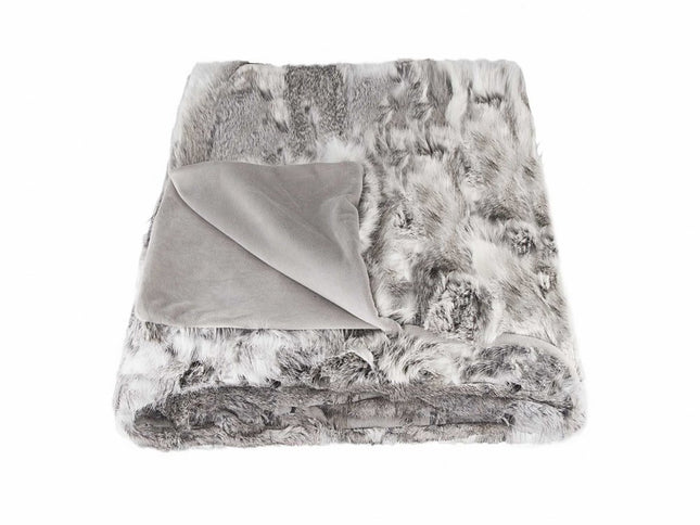 50" X 60" Gray Rabbit Fur Throw Blanket