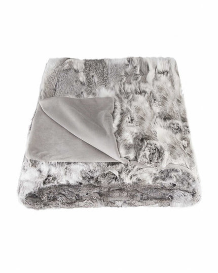 50" X 60" Gray Rabbit Fur Throw Blanket