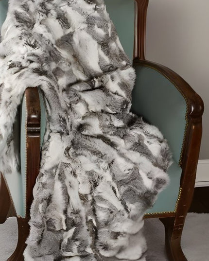 50" X 60" Gray Rabbit Fur Throw Blanket