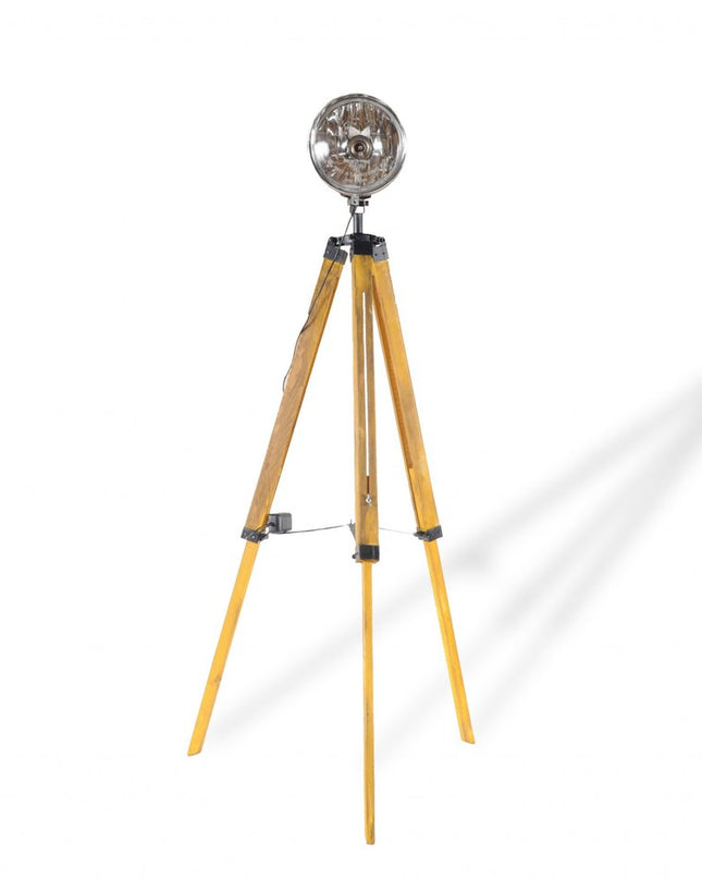 35" Brown Tripod Floor Lamp With Cone