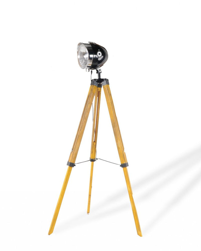 35" Brown Tripod Floor Lamp With Cone