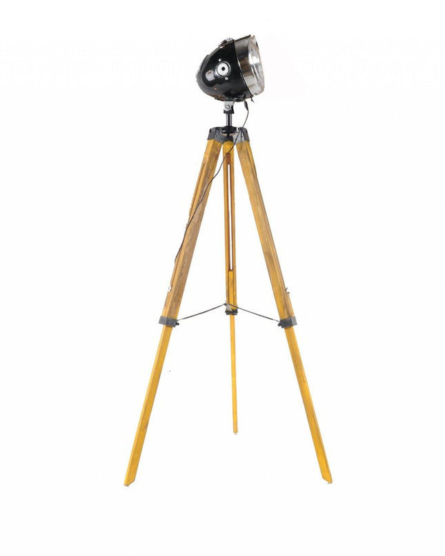 35" Brown Tripod Floor Lamp With Cone