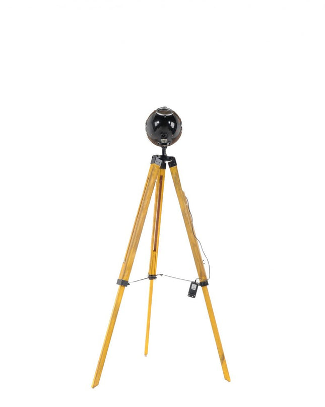 35" Brown Tripod Floor Lamp With Cone