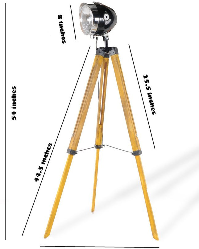 35" Brown Tripod Floor Lamp With Cone