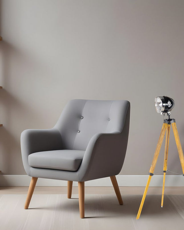 35" Brown Tripod Floor Lamp With Cone