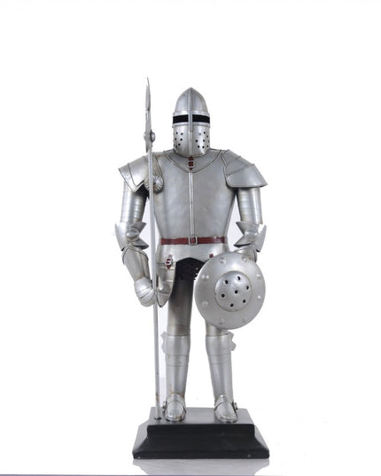 17" Silver Metal Hand Painted Figurine Tabletop Sculpture