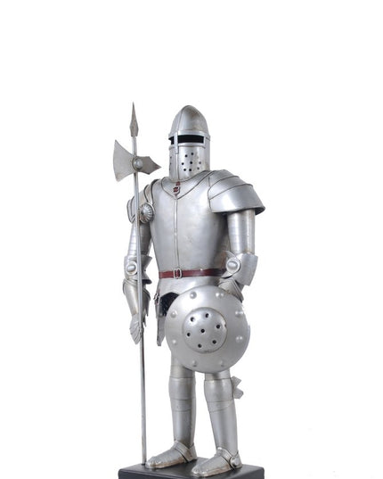 17" Silver Metal Hand Painted Figurine Tabletop Sculpture