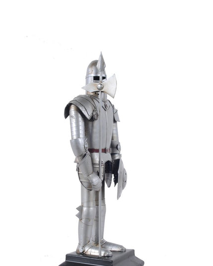 17" Silver Metal Hand Painted Figurine Tabletop Sculpture