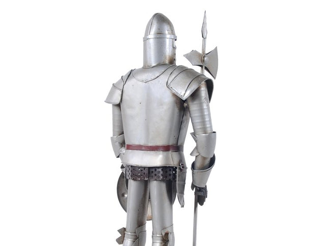 17" Silver Metal Hand Painted Figurine Tabletop Sculpture