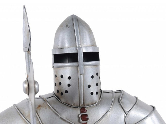 17" Silver Metal Hand Painted Figurine Tabletop Sculpture