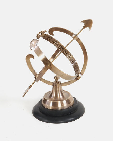 14" Brass And Black Metal Hand Painted Figurine Tabletop Sculpture