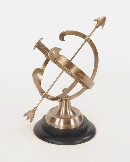 14" Brass And Black Metal Hand Painted Figurine Tabletop Sculpture