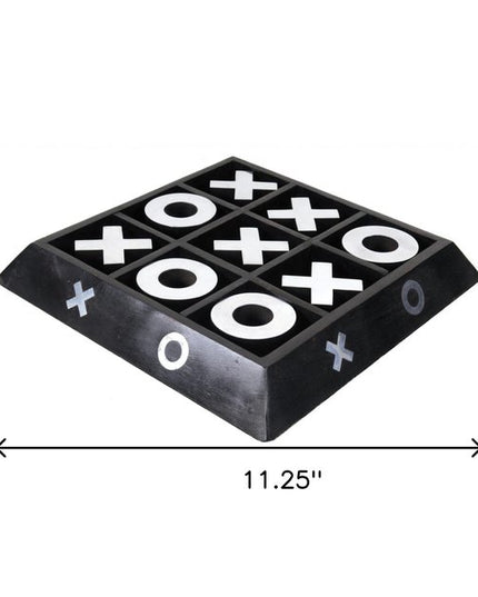 Nickel And Dark Wood Tic Tac Toe Game Sculpture