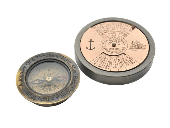 Set Of 2 100 Year Calendar And Compass Quote