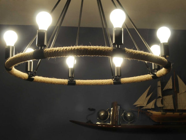 32" X 37" X 32" 8 Bulbs Rope  Pendant Lamp