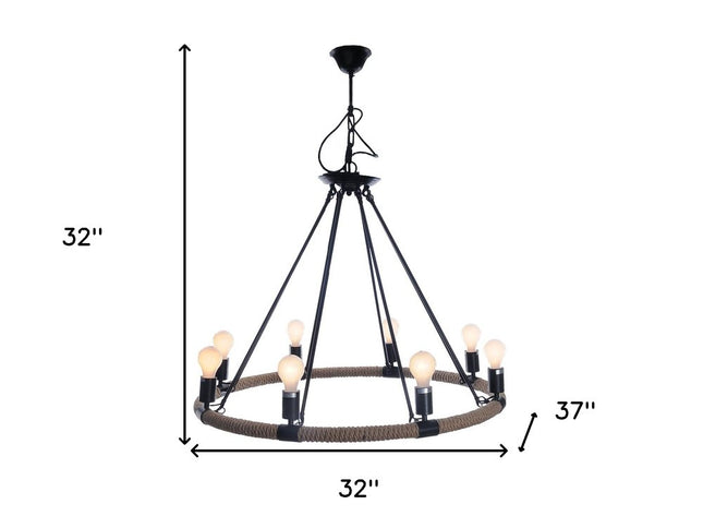 32" X 37" X 32" 8 Bulbs Rope  Pendant Lamp
