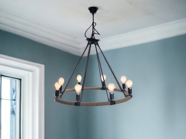 32" X 37" X 32" 8 Bulbs Rope  Pendant Lamp