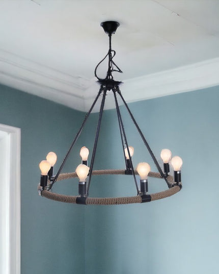 32" X 37" X 32" 8 Bulbs Rope  Pendant Lamp