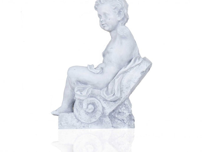 Vintage Look Off White Boy Sitting Statue