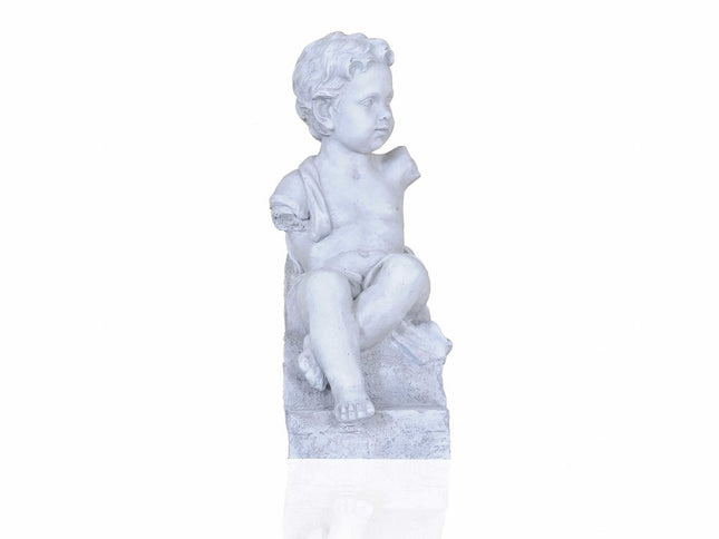 Vintage Look Off White Boy Sitting Statue