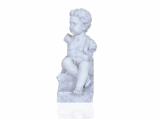 Vintage Look Off White Boy Sitting Statue