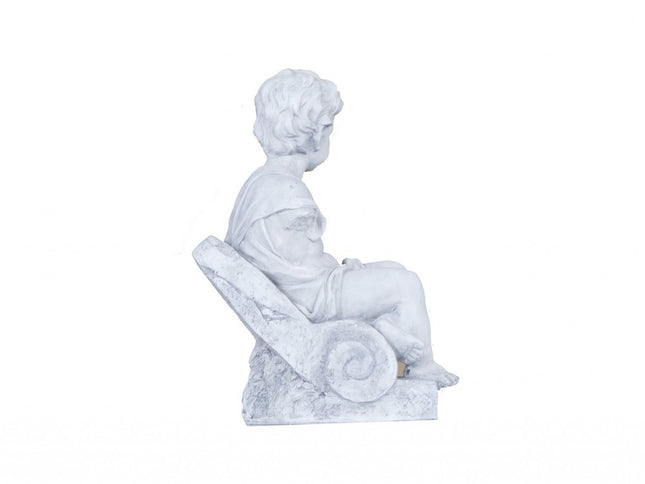 Vintage Look Off White Boy Sitting Statue