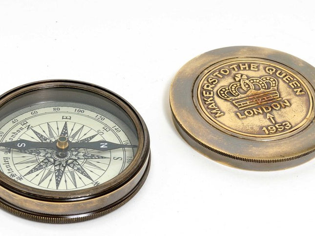 Brass Makers To The Queen Compass With Leather Case