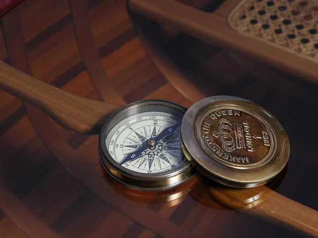 Brass Makers To The Queen Compass With Leather Case