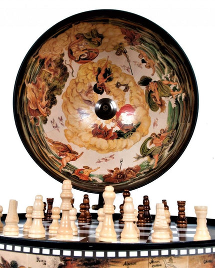 13" Brown And Black World Map Globe Chess Game Set