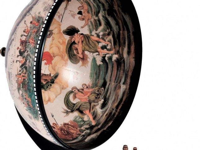 13" Brown And Black World Map Globe Chess Game Set