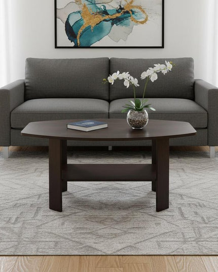 Set of Three 36" Brown Coffee Table With Shelf