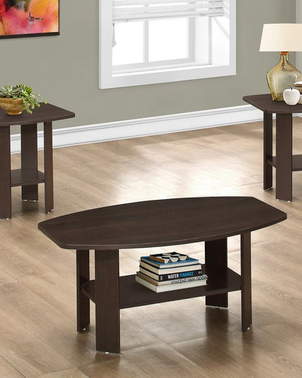 Set of Three 36" Brown Coffee Table With Shelf